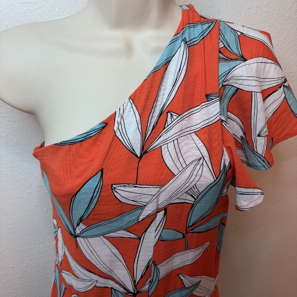 NWT‎ Eva Franco Tropical Orange One Shoulder Plus Jumpsuit Sz 16